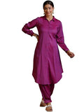 Libas Womens Solid Cotton Blend Co-Ord Set For Women
