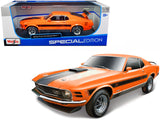 1970 Ford Mustang Mach 1 428 Twister Special Orange with Black Stripes Special Edition 1/18 Diecast Model Car by Maisto