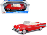 1957 Chevrolet Bel Air Convertible Red with White Interior Special Edition Series 1/18 Diecast Model Car by Maisto