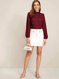Anni Designer Women'S Maroon Color Western Top (Lantern Maron Top_L),Maroon,L,Crepe,peplum,