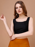 Womanista Women'S Taffeta Solid Sleeveless Regular Fit Sequinned Blouse (Bl_42_Black M)