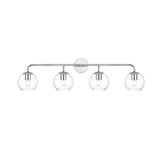 Living District Genesis 4-Light Iron & Glass Bath Sconce In Chrome/Clear