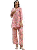 GRECIILOOKS Rayon Standard Length Stylish Kurta Ethnic for 3/4 Sleeve Women Co-ord Set (GL-W1936&TR958_Light Pink_3XL)