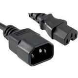 Enet C14 To C15 3Ft Black Power Extension Cord 14 Awg 15A Nema Iec320 C14 To Ne