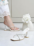 Shoetopia Stylish Embellished Kitten Heels White Sandal For Women & Girls Pencil Heels Fashionable And Comfortable Eu40,White,7,B0F3191RC1
