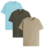 Adro Men'S Solid Regular Fit T-Shirt (Rcm3-Pln-Mi-Ol-Be_Mint Olive Beige,Mint,Olive,BeigeApparel,XL