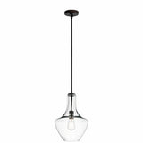 Kichler Everly 15.25 Kitchen Bell Pendant in Olde Bronze, 1-Light Clear Glass Pendant Light, (15.25 H x 10.5 W), 42141OZCLR