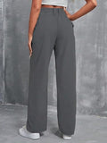 Toplot Cotton Solid Multi-Pocket Cargo Pant For Women (Wide-Leg-Cargo-5195-Dark Grey-34),Dark Grey,34,B0D9VLP7KD