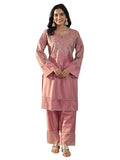 Libas Women'S Silk Blend Kurta Set (49317_Peach_M)