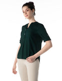 FYLTR Women's Regular Fit Blouse (FYLAW23WB-002_Emerald Green,Emerald Green