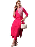 Gosriki Women'S Rayon Blend Straight Embroidered Kurta With Pant (Kamakshi Pink-Vks01-Gs_Xl_Pink_X-Large),Pink,,B0D9YRPRSB