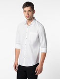 Fyltr Men'S Solid 100% Cotton Casual Full Sleeves Shirt With Pocket,Thunder White,Thunder White,Xl