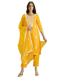 Kaari Roman Silk Womens Kurta Set (Kaaaw24Wskd-78974_Turmeric Gold,Turmeric Gold,Turmeric Gold,2Xl