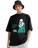Eyebogler Oversized T Shirts For Men Cotton Blend Panda Printed Round Neck Half Sleeves Casual Loose Baggy Tees Drop Shoulder Black Black Tshirt For Men,BlackApparel,2XL