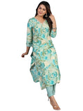 Gosriki Women'S Rayon Blend Straight Printed Kurta With Pant (Nissu Blue-Gs_S_Blue_Small),Blue,,B0CYHBRC3L