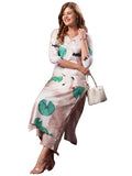 Anni Designer Women'S Cotton Blend Straight Printed Kurta With Palazzo (Swans Peach_S_Peach_Small),Peach,S