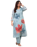 Anni Designer Women'S Rayon Viscose Straight Printed Kurta With Pant (Susan Sky-Vks01_Xl_Sky Blue_X-Large),Sky Blue,XL