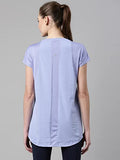 Enamor Womens Athleisure A305-Dry fit Cotton Spandex with Antimicrobial Finish Active Stay Fresh Workout T-Shirt (A305_Purple Slate/Be Here Now_L),Purple Slate/Be Here