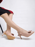 Shoetopia Pointed Toe And Bow Detailed Peach Pumps For Women & Girls /Uk8-Eu41,Peach,8,B0CKW7FZS6