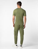 Fyltr Men'S Crewneck T-Shirt & Cargo Jogger Co-Ord Set - 100% Cotton | Half Sleeve T-Shirt| Jogger With Side & Cargo Pockets,Oceanic Olive,Oceanic Olive,2Xl