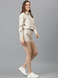 Kotty Women'S Shorts With Co-Ords Set(Beige,L)
