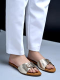 Shoetopia Buckle Detailed Golden Flats For Women & Girls /Eu39,Golden,6,B0DTG94D86
