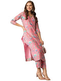 Gosriki Women'S Cotton Blend Straight Printed Kurta With Pant (Madikari Pink-Nj-Gs_M_Pink_Medium),Pink,,B0D3BYQR8F