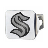 Seattle Kraken Chrome Metal Hitch Cover With Chrome Metal 3D Emblem