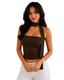 Tivante WomenS Stylish Strapless Tube Top With Scarf Neck Detail || Crop Top For Women Stylish Western || Sleeveless Top || Bac