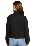 Fyltr Women'S Drop Shoulder Boxy Fit Sweatshirt With Turtle Neck & Balloon Sleeve,Every Ebony,Every Ebony,S