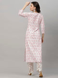Anni Designer Women'S Cotton Blend Straight Yoke Design Printed Kurta (Chameli Peach-Kfv_S_Peach_Small),Peach,S,Cotton Blend,Regular,