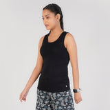 Rupa Colors Playsure Solid 100% Combed Cotton Rib Fabric Women'S Tank Top Sleeveless Pack Of 1,BlackApparel,XL