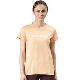 Enamor Women'S Letter Print Relaxed Fit T-Shirt (A306_Muskmelon Melange Belive Graphic,Muskmelon Melange BeApparel,XL