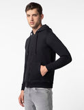 FYLTR Men's Casual Zip-Up Hoodie with Drawstring Detail - Utility Pockets | Full Zipper | Casual Winterwear for Men,Every Ebony