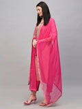 Anni Designer Women'S Cotton Blend Straight Printed Kurta With Pant & Dupatta (Dmpl Rani_Xxl_Pink_Xx-Large),Pink,2XL,Cotton Blend,Straight,Dupatta