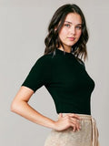 Kotty Women'S Slim Fit Half Sleeve Ribbed T-Shirt(Green_M)