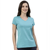 Enamor Essentials Women'S Short Sleeve V Neck Slim Fit Breathable Stretch Cotton Tee - E067(E067-Bali Green-S)