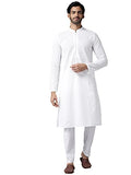 See Designs Mens Kurta | Specially Crafted And Designed For The Eid Festival White Cotton Embroidered Kurta With Pajama Set Mand