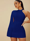 Kotty Women'S One Shoulder Mini Sheath Dress(Blue,L)