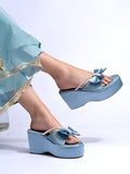 Shoetopia Embellished Blue Platfrom Heels For Women & Girls /Eu41,Blue,8,B0DWFNTHGY