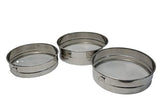 Blue Earth Set of Three Stainless Steel Atta Chalni/Channi/Flour Sieve ONE Piece Chalni, Spices, Food Strainers, Atta Set (Silve