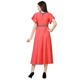 OOMPH! Women's Western & Fusion wear Midi Dresses for Women Beach Pink - md66,Blush Pink
