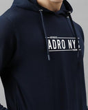 Adro Men'S Cotton Neck Hooded Sweatshirt (H24-Adro-Nb_Navy Blue