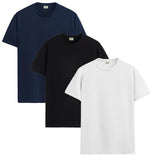 ADRO T Shirts Pack of 3 Mens Tshirts Cotton T Shirts for Men Pack of 3 T Shirts Regular fit Tshirts Combo T Shirts Solid Tshirt for Men | RCM3-PLN-NB-BL-WH-M Navy Black White,Navy,Black,White