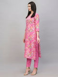 Anni Designer Women'S Cotton Blend Printed Straight Kurta With Pant (Uop_1486_Pink_Small),Pink,S,Cotton Blend,Straight,