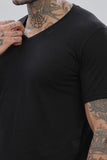 ADRO V-Neck T Shirt for Men 100% Cotton Vneck Tshirt is Ideal for Casual wear Workouts and Loungewear Adding a Stylish Touch.|VN24-PLN-BL-L Black,Black