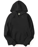 Adro Men'S Cotton Neck Hooded Sweatshirt (H22-1-Pln-Bl_Black_L)