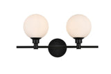 Living District Cordelia 2-Light Iron/Glass Bath Sconce In Black/Frosted White