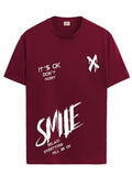 Adro Mens Smile Printed Cotton T-Shirt_Rn24-L2-Smile-Mr-M Maroon