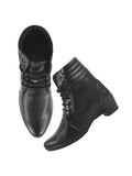 Shoetopia Women'S Black Ankle-Length Lace-Up Boots With Low Block Heel Comfortable Faux Leather Casual Booties For Daily Eu40,Black,7,B0DM6B6V6B